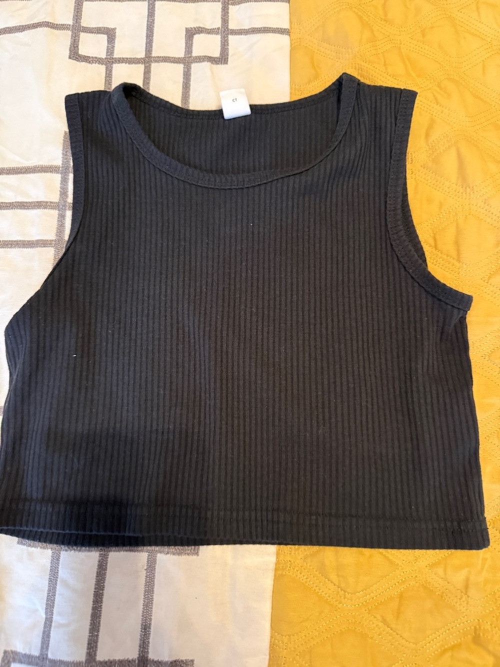SHEIN Black Ribbed Crop Tank Top